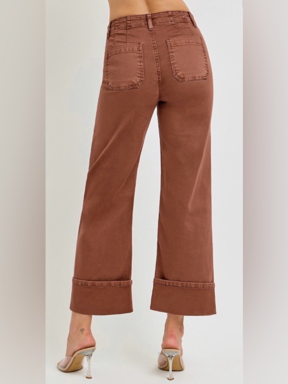 Risen Cropped Front Patch Pocket Wide-Leg Women's Jeans - Picture 3 of 4